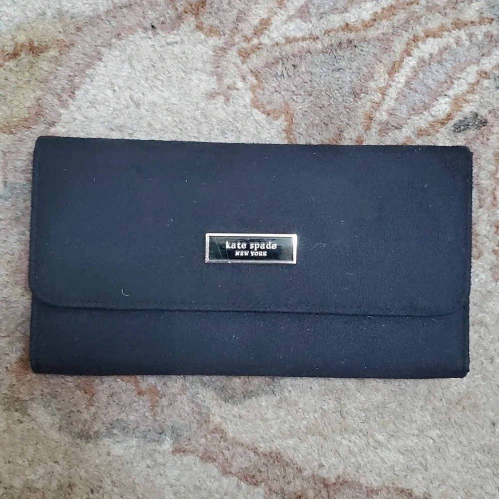 Kate Spade suede leather tri fold wallet